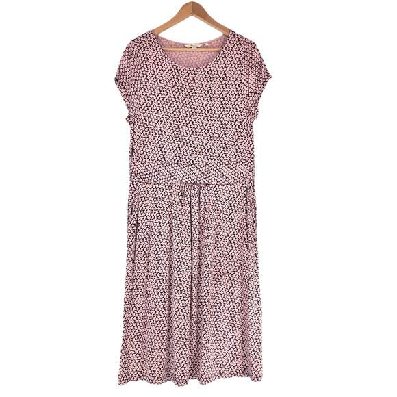 BODEN Amelie Soft Stretch Jersey Dress in Navy Blue & Pink Daisy Print Size 14 - Picture 1 of 8